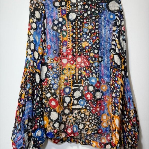 NWOT Saaksha & Kinni Mirror Print Sheer Blouse with Balloon Sleeves size L - Picture 5 of 10